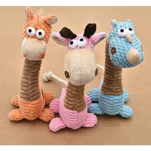 Dog Chew Toys Squeak Sound Stuffed Cute Giraffe Shape Molar Bite Resistant Pet Dog Cat Funny Interactive Supplies