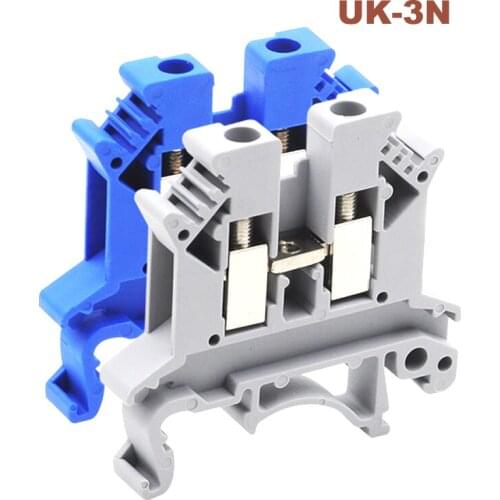 10Pcs UK-3N Din Rail Universal Screw Terminal Blocks Bornier Electrical Wire Terminals Block Connector Brass Morsettiera 41A
