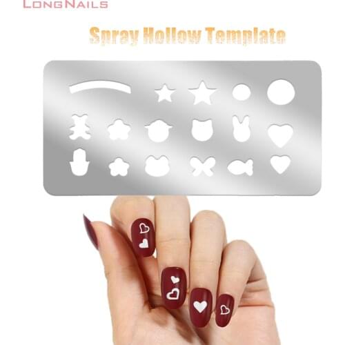 12*6CM Hollow Spray Template Nail Art Print Painting Stencil French Line/Heart/Arrow Stamping Mold Spray Tool Nail Template TL10