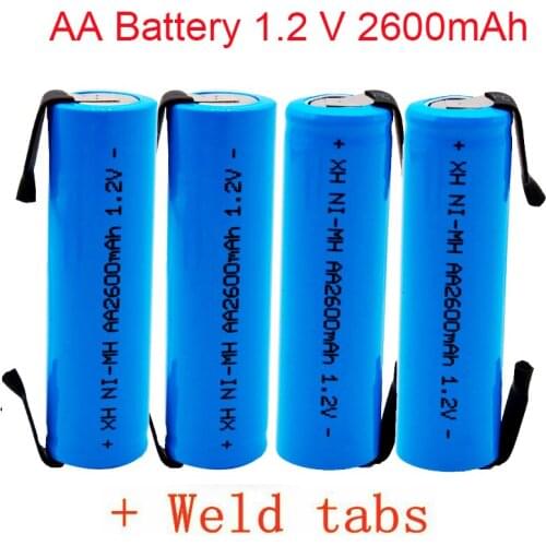AA Rechargeable Battery 1.2V 2600mAh NiMH 14430 Battery with Solder Pins for DIY Electric Razor Toothbrush Toys