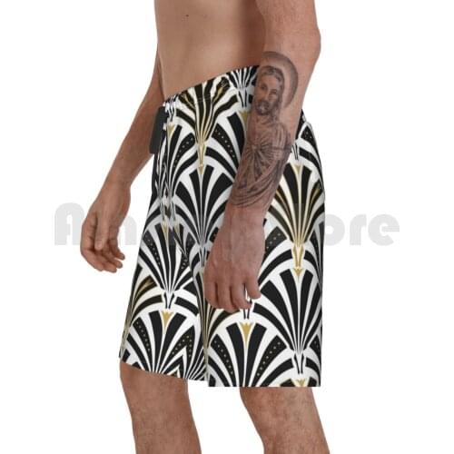 Art Deco Fan Pattern , Black And White Beach Shorts Men Beach Pants Swim Trunks Art Art Pattern Fan Pattern Wallpaper
