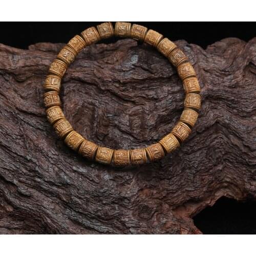 Natural Sandalwood Six-character Mantra Tibetan Buddhist Prayer Wheel Bracelet 8mm Female Yoga Zen Small Bracelet