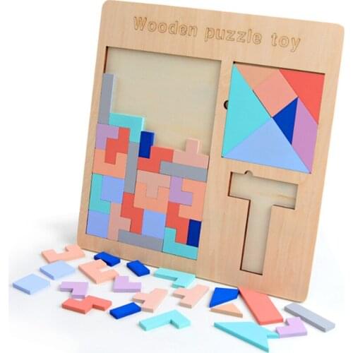 Wooden Toys Tangram Brain Teaser Wooden Jigsaw Board Puzzle Toys Game Preschool Intellectual Educational Toys For Children