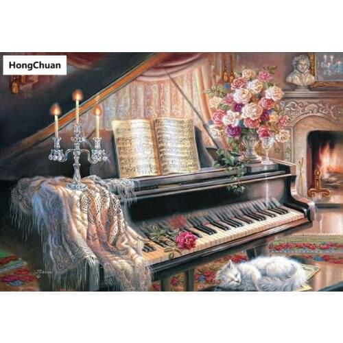 Fast Delivery Piano Figure Cartoon 5D DIY Square/Round Diamond Painting Mosaic Cross Stitch Home Decoration Mural New Year Gift