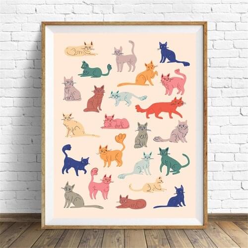 Classic Inspirational Japanese Morita So Many Cats Canvas Paintings Posters and Prints Wall Art Pictures for Living Room Decor