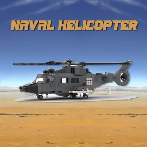 MOC Building Blocks Naval Helicopter Model Plane Educational Toys Children Gift Bricks DIY Assembly Construction