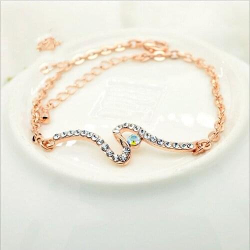 Hot Sale Original design very simple Fashion S-Curve crystal bracelet for women cheap jewelry wholesale