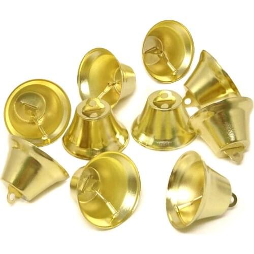 10Pcs / set Copper Gold plated bells DIY handmade jewelry accessories home party wedding decoration Christmas tree ornaments