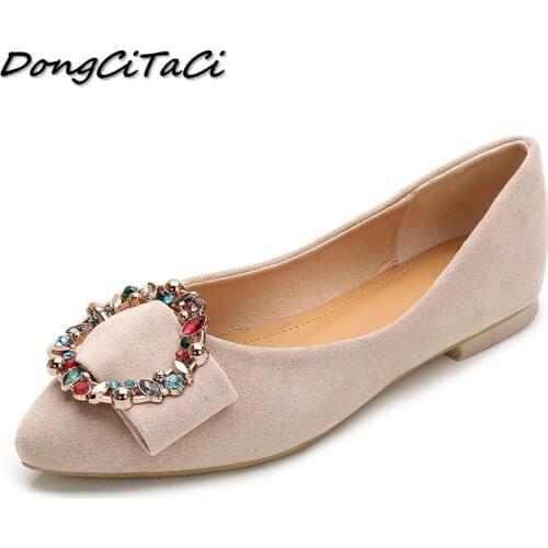 N Autumn Women Casual Retro Flat Shoes Woman Slip on Boat Soft Female Loafers Pointed toe Lazy Round Buckle Shoes 36-42