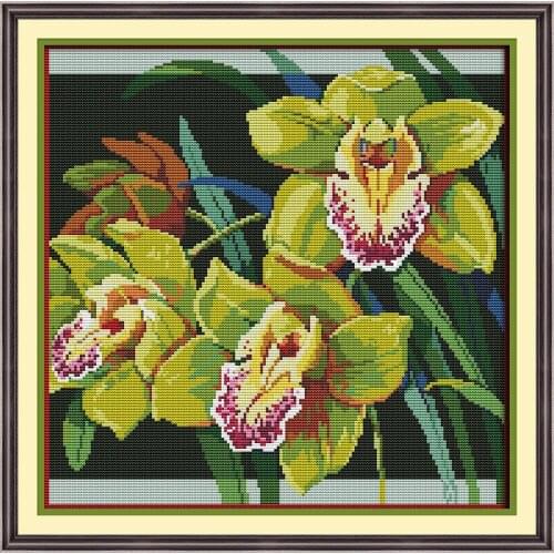 Orchids Printing pattern Cross Stitch Kits Chinese Embroidery Needlework DMC Counted Home Decor Cross-stitch set Beautiful gift