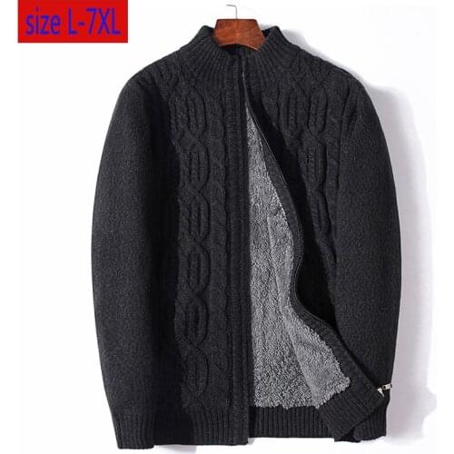 New Arrival Fashion Thickened Plush Sweater Jacket Cardigan Casual Computer Knitted Mandarin Collar Plsu Size L-3XL4XL5XL6XL7XL