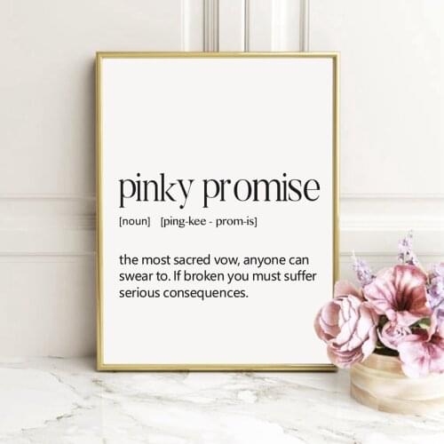 Pinky Promise Definition Print Best Friend Gift Love and Friendship Pinky Swear Letter Canvas Art Poster Painting Birthday Gifts