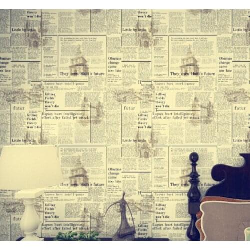 Beibehang English old newspaper wallpaper American nostalgia white yellow letter imitation newspaper waterproof wallpaper roll