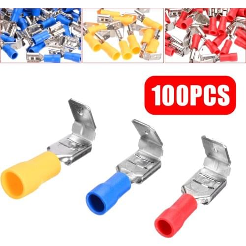 100PCS/Pack Piggyback Spade Crimp Connector Terminal 0.5-6.0mm2 Square 10-22AWG PVC Insulated Crimp Terminals Set