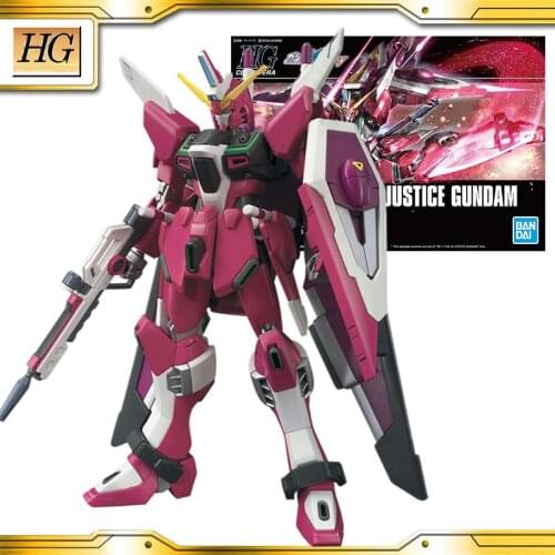 Original BANDAI Gundam HG 1/144 ZGMF-X19A JUSTICE GUNDAM ANIME ACTION Figures Assemble PVC Model Toys For Child