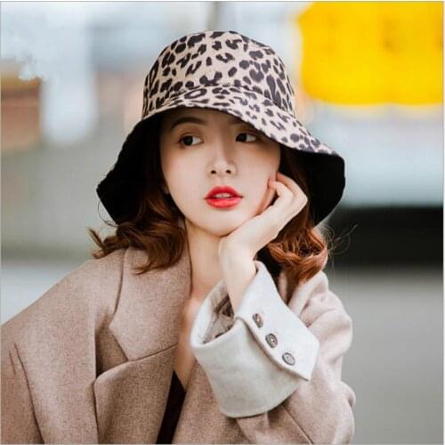 Reversible Leopard Bucket Hat For Women Two Side Wear Cotton Panama Wide Brim Female Sun Hat Outdoor Beach Sunhat Fishing Cap