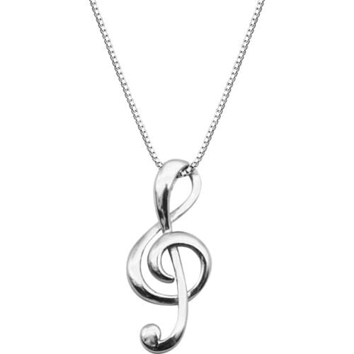 100% Authentic 925 Sterling silver Melody musical Note clef pendant necklace Gift TLX436