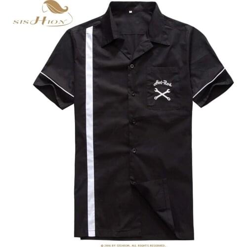 SISHION Spring Cocktail Button Up Shirt camisa masculina ST114 Short Sleeve Cotton Mid-Century Inspired Men Shirt