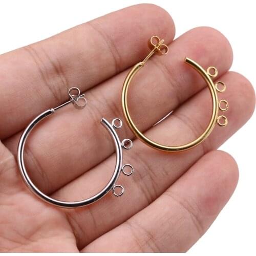 6pcs/lot 30mm Classic Fashion C Shape Small Round Loop Hoop Circle Earrings Stainless Steel Ear Wire Hooks Diy Jewelry Material
