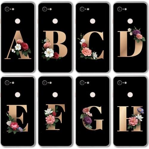 Ciciber Funda Case for Google Pixel 5 4 3 2 XL Silicone for Google Pixel 4a 3a XL Luxury Vogue Fashion Flower Art Letters A-H