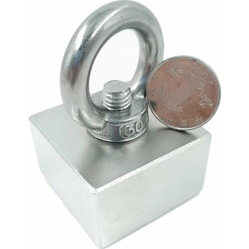 Super strong neodymium magnet, six sided fishing magnetic ring, 50x50x30, 10mm, hook, deep-sea traction block assembly