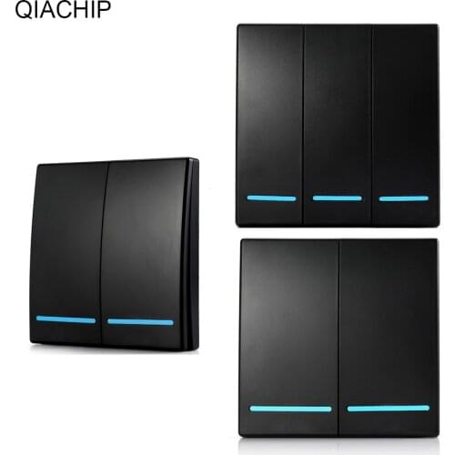 QIACHIP 2/3 gang 433Mhz smart push Wireless Switch Light RF Remote Control 110V 220V receiver Wall Panel button Ceiling Lamp