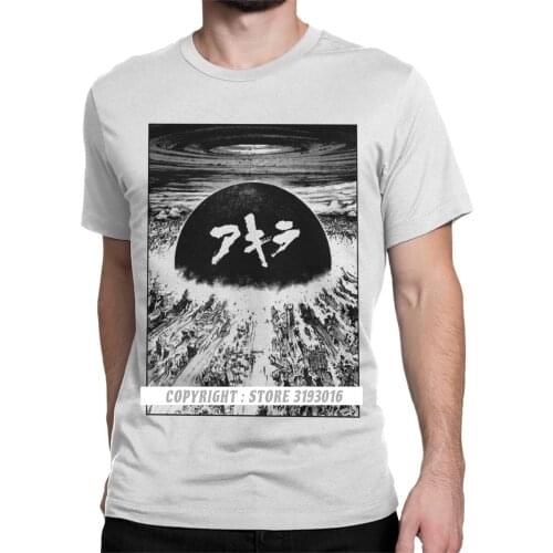 Japan Tshirt Akira Explosion Tshirt Mens Kaneda Tetsuo Japan Manga Camisa Hip Hop Harajuku Tee Shirt Graphic T-Shirt Custom