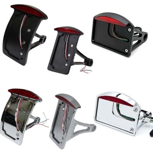 Chrome/Black Aluminum Back Axle Side Mount License Plate Holder LED Tail Brake Light Frame Bracket For Harley Customs Choppers