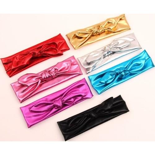 Girl leather top knot headband hair head wear cotton wrap elastic Knot hair turban newborn bandana hair accessories