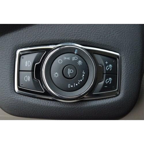 Foal Burning Stainless Steel Headlight Switch Sequins Cover Trim Stickers For Ford Focus 3 4 MK3 Kuga Escape Mustang Everest