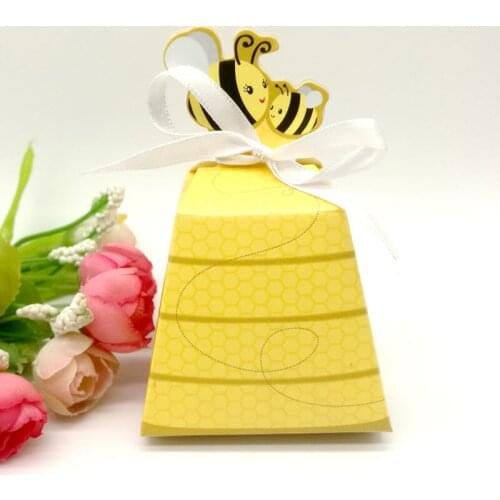 10/25/50pcs Little Bee Yellow Baby Shower Paperboard Candy Box Childrens Day Birthday Party Favor Gift Box