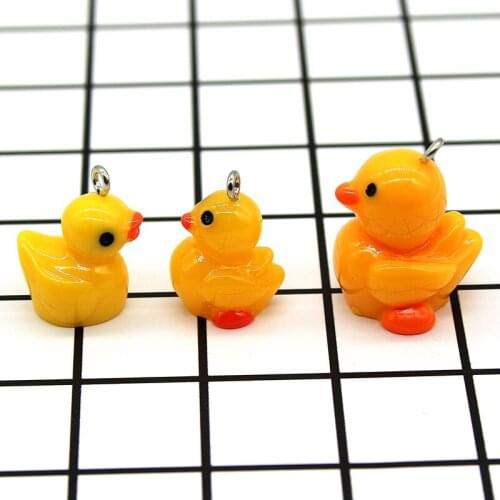 10pcs/lot Cute 3D Acrylic Duck Resin Charms Little yellow duck DIY Craft fit for Bracelet Jewelry Finding Accessories XL979