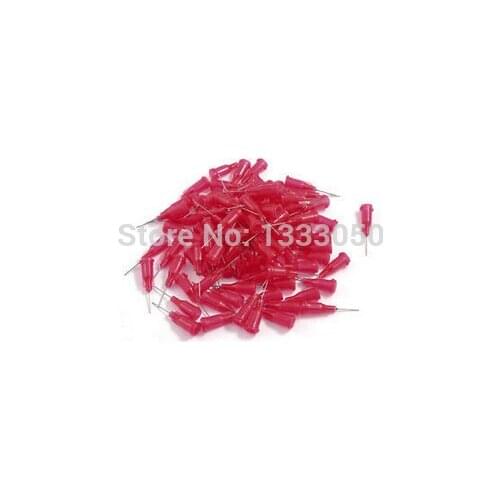 100 Pcs Stainless Steel Tip Red Plastic Shell 25g Dispenser Needles