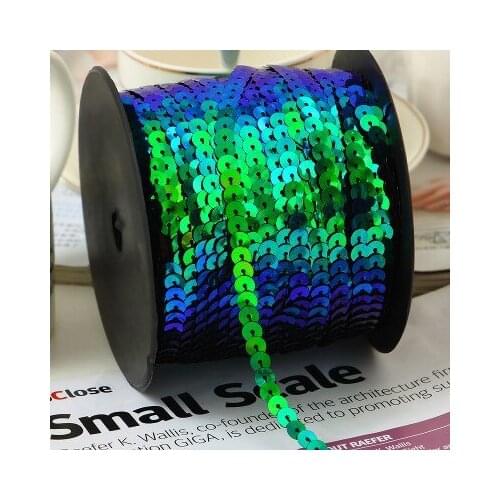 100 yards/lot 6mm green Beautiful Sequin Ribbon Trim Craft Sewing Trimming decorative diy accessories
