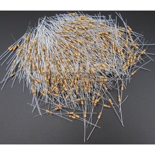 1000PCS Carbon Film Resistors 1/4 Watt 5% 0R 4.7R 10R 15R 20R 22R 30R 33R 39R 47R 51R 100R 300R 1K 2K 3K 10K 100K 1M *FD701-723