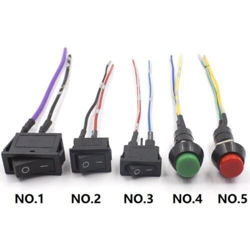 2 PCS Car Rocker Boat Switch Push-in SPST PCB Button Round ON/OFF Switches