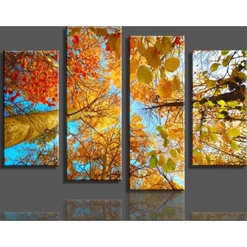 2017 Special Offer Real Oil Paintings Cuadros Free Shopping The Tree 4 Panels/set Hd Canvas Painting Artwork, Wall Art Picture