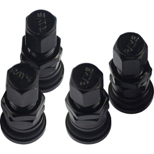 4x Aluminum Bolt-in Car Tubeless Wheel Tire Valve Stem With Dust Cap Black