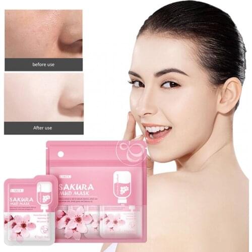 LAIKOU 7pcs Japan Sakura Mud Face Mask Anti Wrinkle Night Facial Packs Skin Clean Dark Circle Moisturize Anti-Aging TSLM1