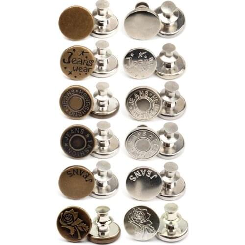 8Pcs/bag Detachable Metal Jeans Button Pants Trousers Increase Reduce Waist Buttons Secure-lock Fastener DIY Sewing Fixing Kit