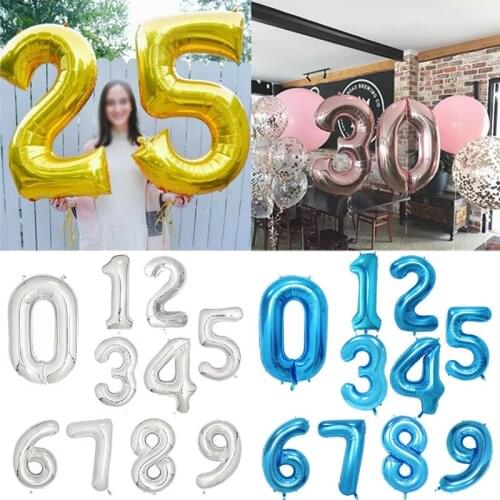 Big Size Gold Sliver Rose Gold Number Balloon Adult Birthday Wedding Party Decorations Foil Balloons Kid Toy Baby Shower Globos