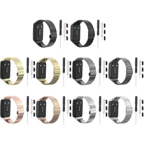 Stainless Steel Bracelet Smart Watch Strap For Huawei Honor Band 6 Smart Watch Double Snap Buckle Solid Stainless Steel Strap