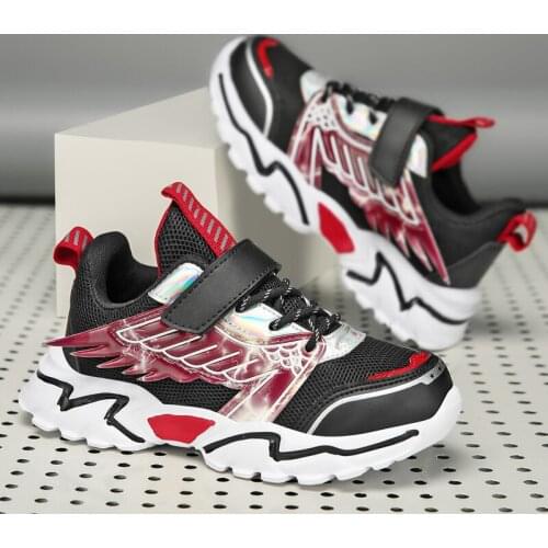 Childrens Spring Autumn Casual Shoes Boys Girls Flying Mesh Wing Shape Sneakers Shock Absorption Anti-Skid Running Shoes 28-42