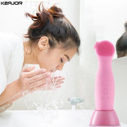 Electric Facial Cleanser Brush Vibration Massage for Face Cleaning Silicone Rotating Skin Care Wash Brushes Exfoliating Machine