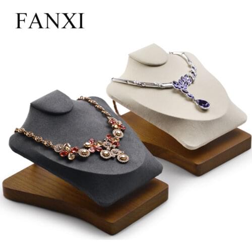 Oirlv Solid Wooden Jewelry Display Mannequin Model Necklace/Pendant Bust Jewelry Expositor Showcase