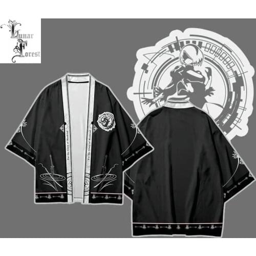 Game NieR:Automata 3D Printing Japanese Kimono Haori Yukata Cosplay Women/Men Fashion Summer Casual Cool Short Sleeve Streetwear