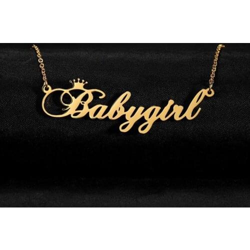 Personalized Name Crown Necklace Customized Nameplate Necklace Custom Name Necklace Old English style Name Jewelry Personalized