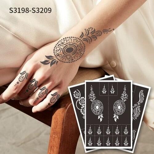 Indian Henna Rose Lace Flower Tattoo Stencil Women DIY Body Hand Arm Art Airbrush Painting Mandala Tattoo Stencil Template