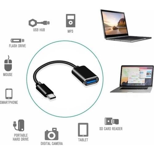 Kebidu Fast Speed Mini USB-C Data OTG Adapter Cable Type C USB 2.0 OTG Cable USB C male to USB 2.0 Female Converter for Samsung