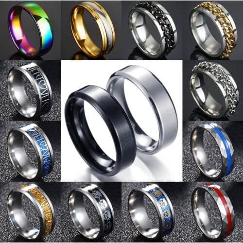 2 Colors New Arrival Simple Style Fashion Sport Party Ring for Man Punk Ring Anniversary Couple Rings Male Jewelry Gift
